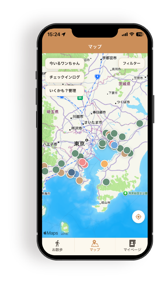 DoggyGo マップ機能の画面