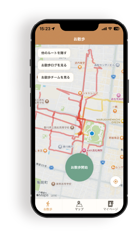 DoggyGo ルート共有機能の画面